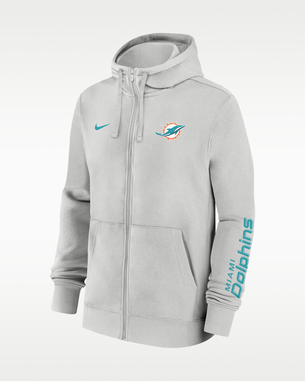Miami Dolphins Club Men's Nike NFL Full-Zip Hoodie - Grey