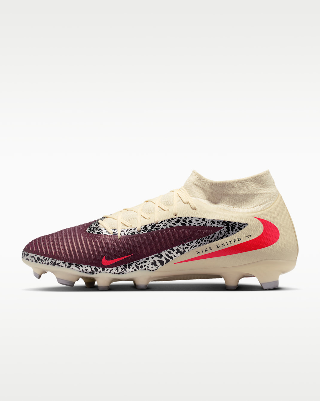 Crampons de foot multi-surfaces Nike United Phantom 6 High Academy - Burgundy Crush/Fossil/University Red