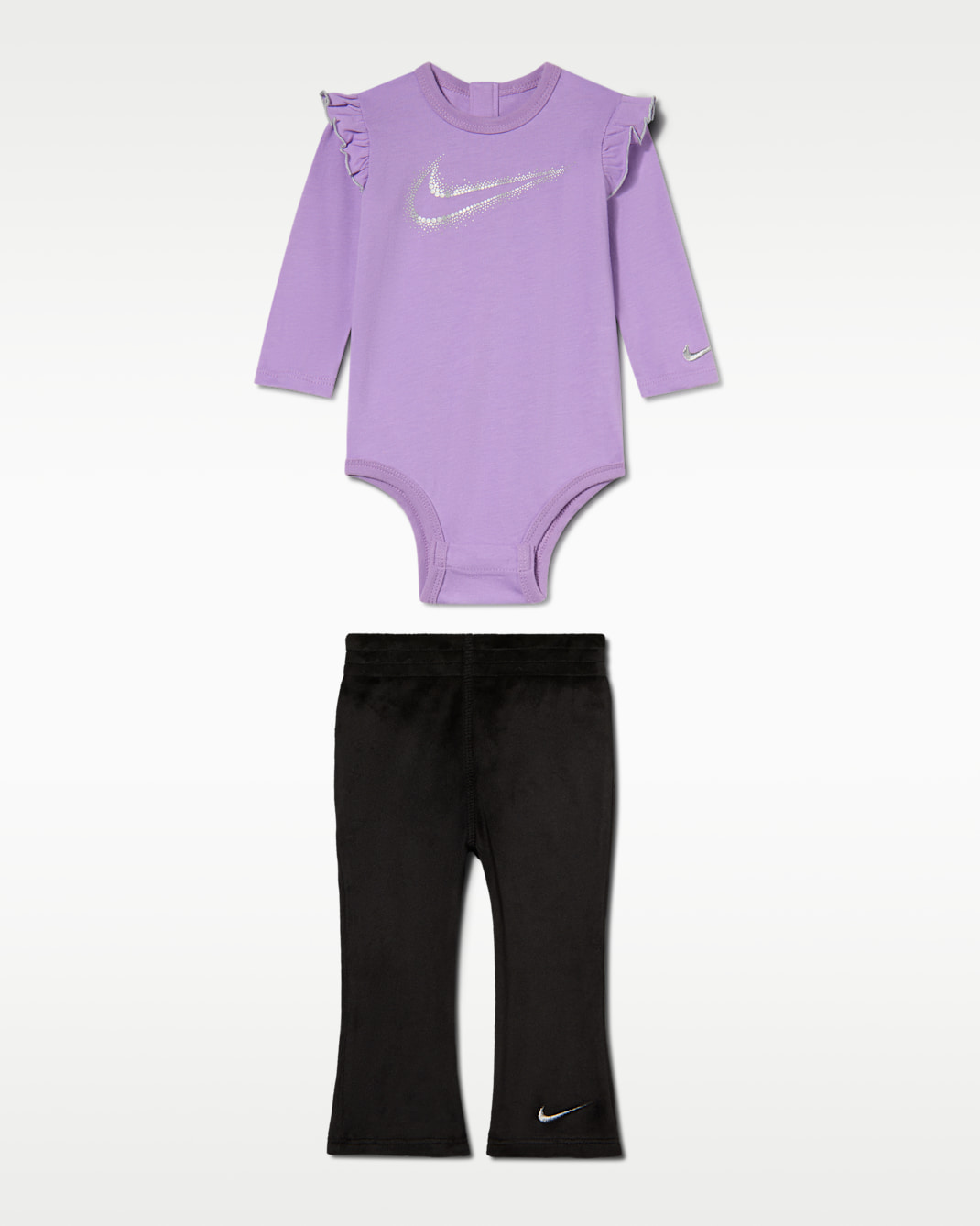 Dvoudílná kojenecká souprava Nike Swoosh Sparkle (0–9 měsíců) - Černá