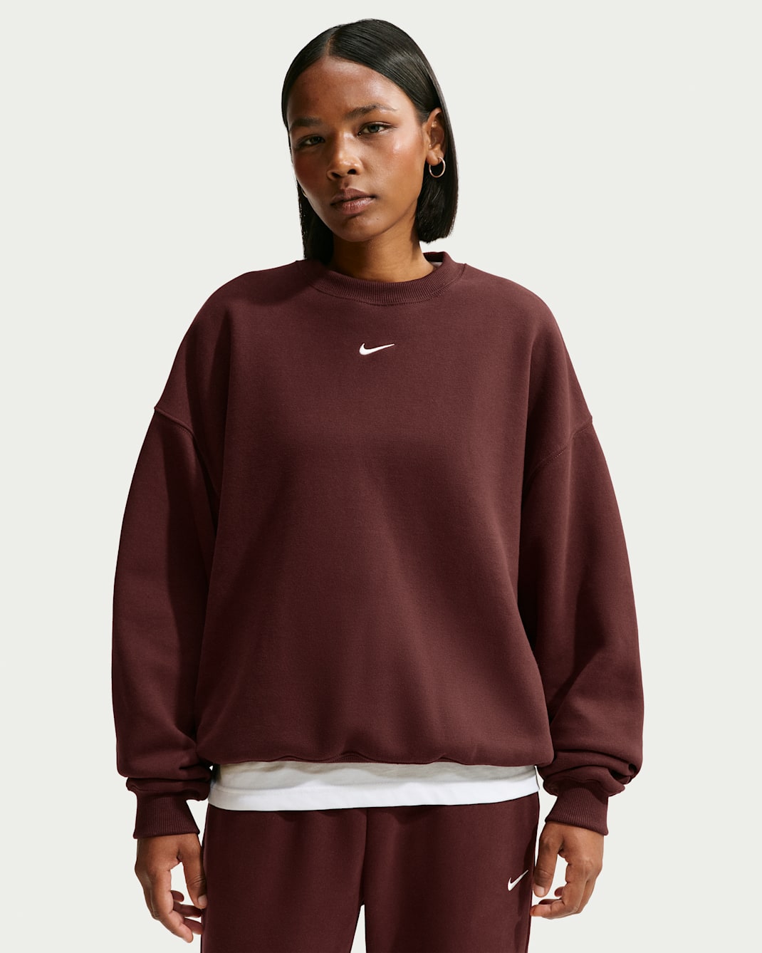 Nike Studio Fleece Medium Weight Women's Oversized Crew-Neck Sweatshirt - Mystic Dates/Sail
