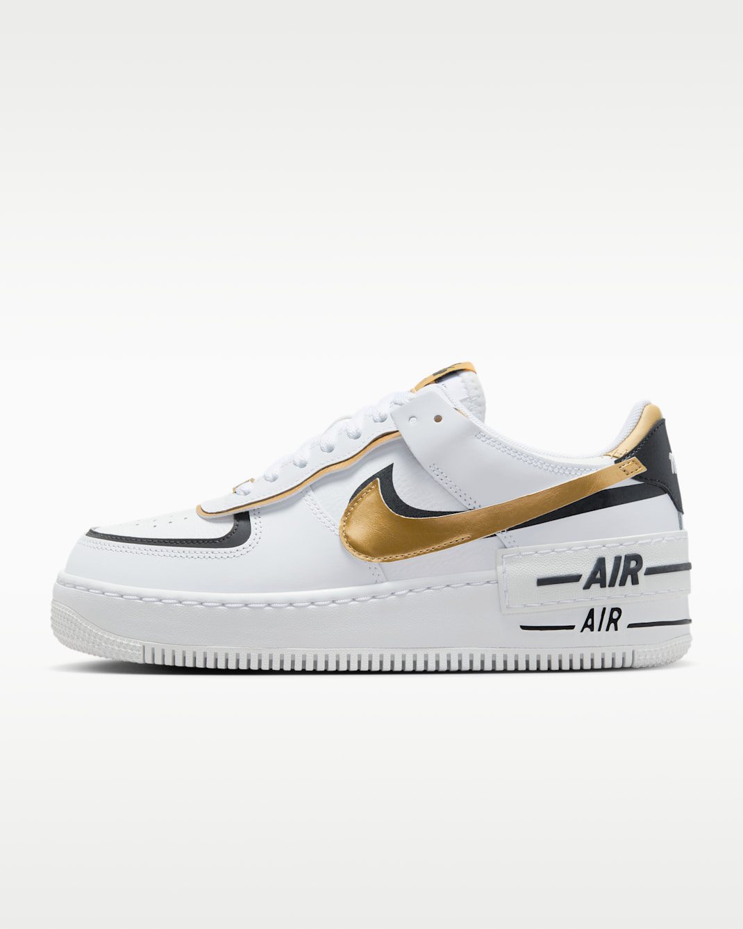 Nike Air Force 1 Shadow Women's Shoes - White/Black/Metallic Gold