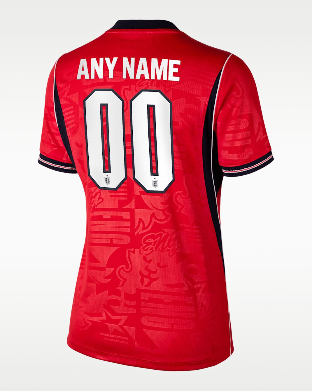 Jersey By You de fútbol Nike Dri-FIT Replica personalizable para mujer Inglaterra visitante 2026 Stadium - Rojo velocidad