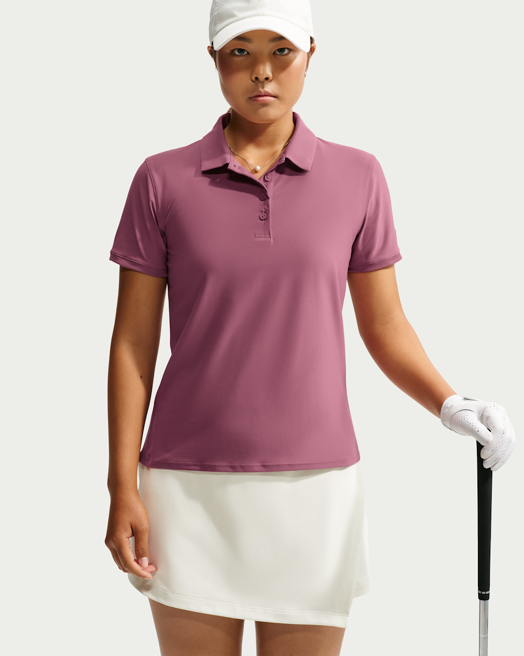Nike Victory Women's Dri-FIT Short-Sleeve Golf Polo - Pink Smoke/White