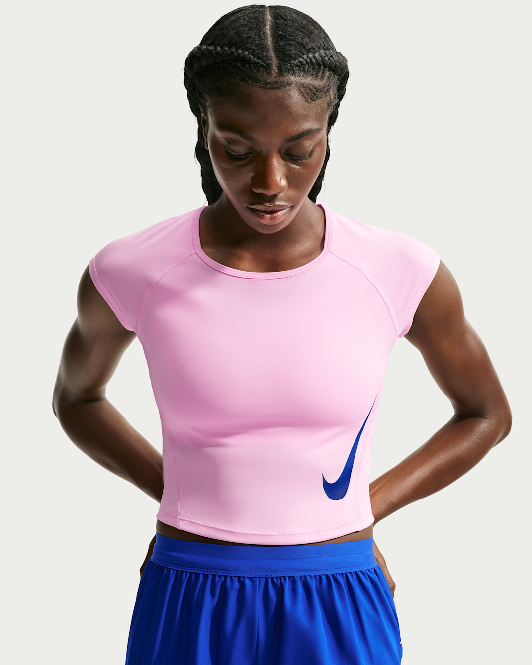Nike Tempo Swoosh Women's Dri-FIT Cap-Sleeve Running Top - Pink Rise/Pink Rise/Old Royal