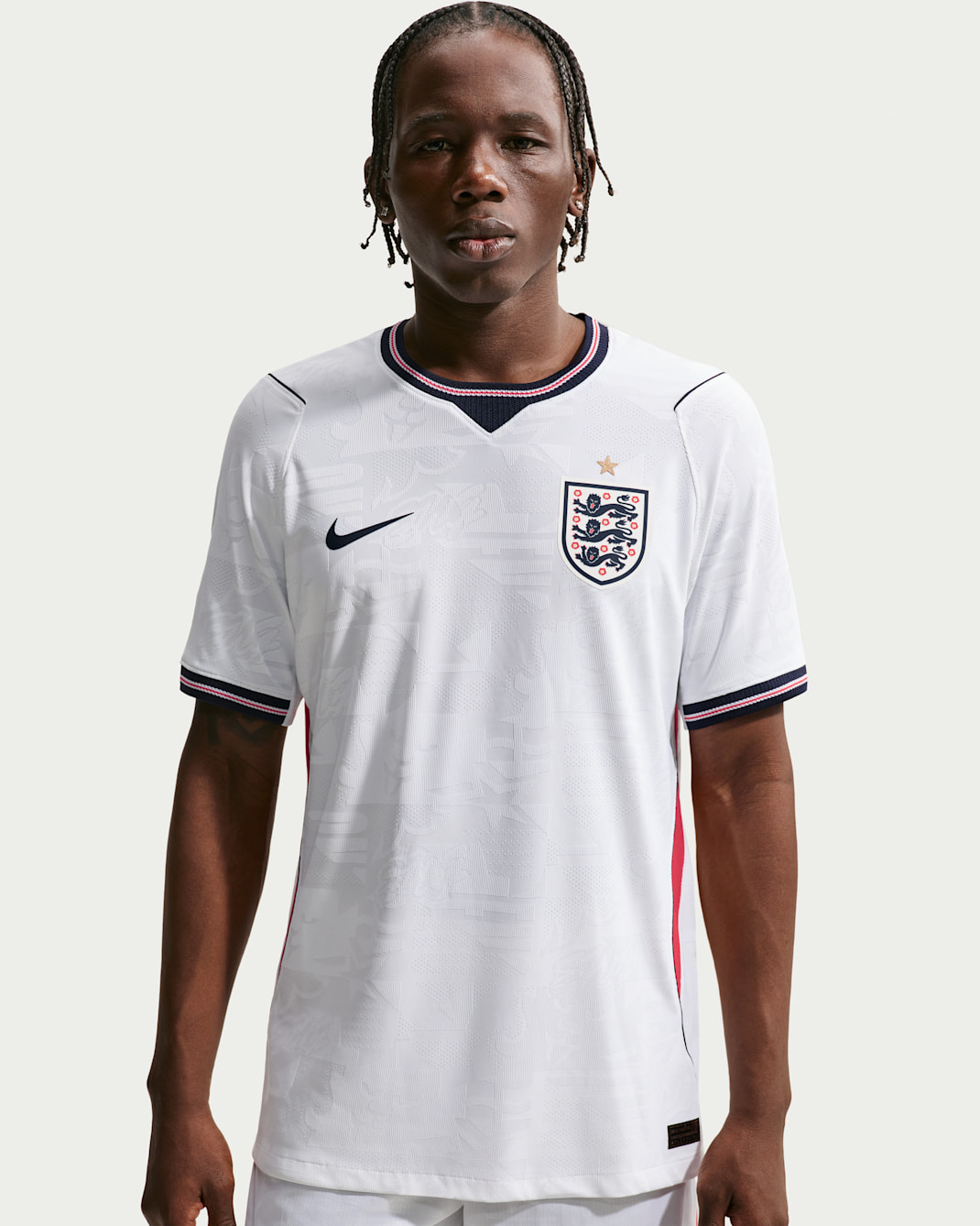 England 2026 Match Nike Aero-FIT autentisk fotballdrakt til herre (hjemmedrakt) - Hvit/Speed Red/Obsidian/Obsidian