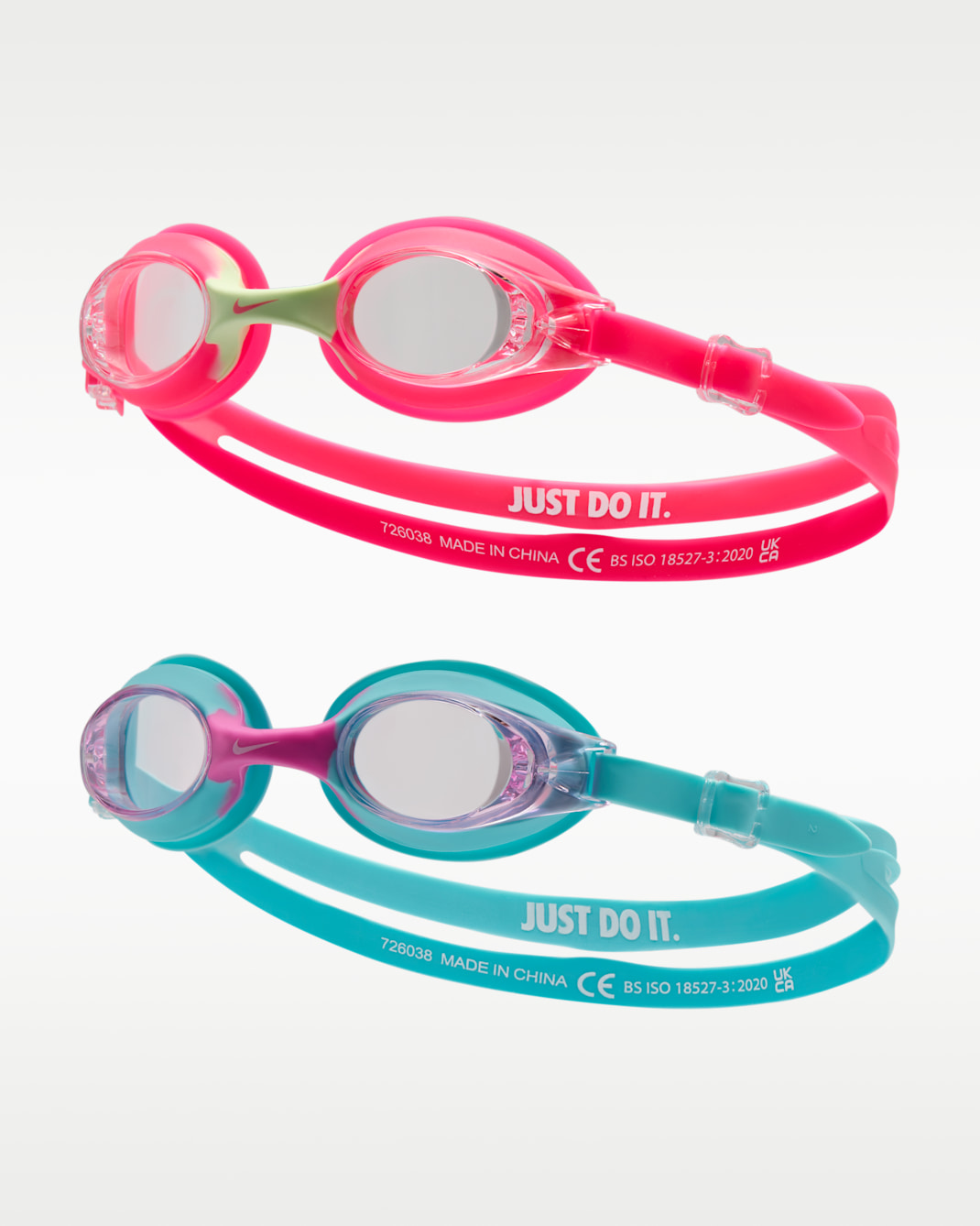 Goggles para niños talla pequeña (paquete de 2) Nike Swim Lil' Swoosh - Espuma rosa/Copa/Hiperrosa/Blanco
