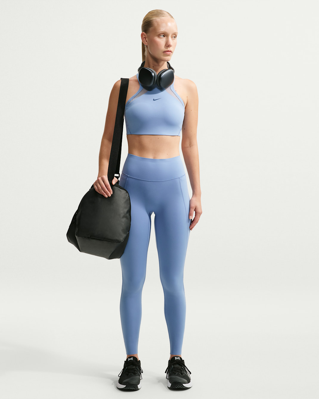 Nike Universa Women's High-Waisted Full-Length Leggings with No Front Seam - Work Blue/Chambray/New Slate