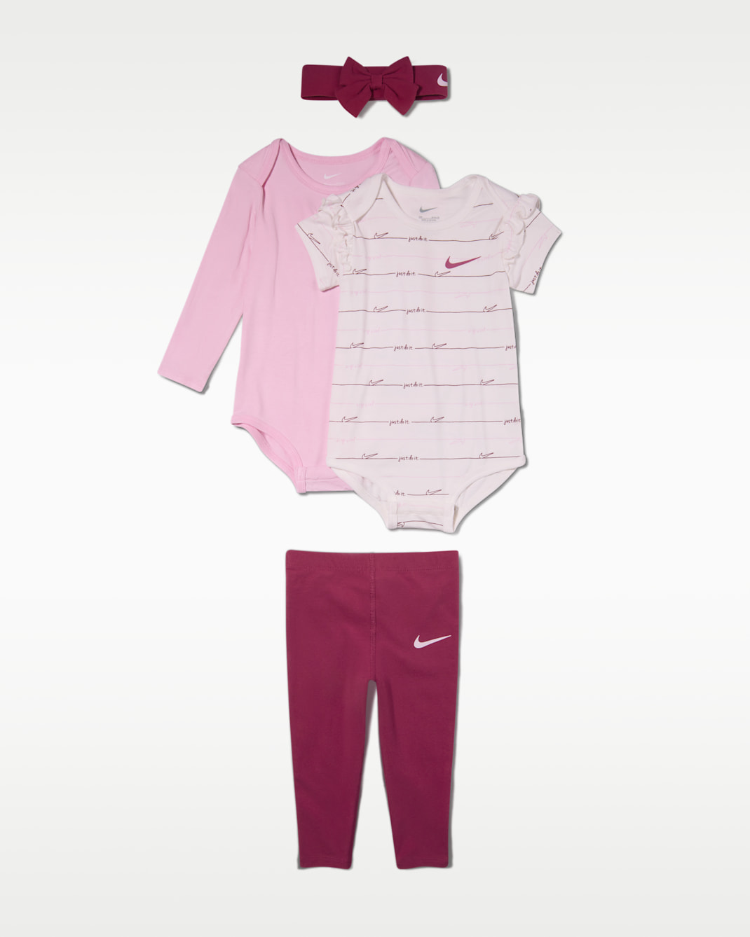 Nike Ready, Set, Grow! Baby (6-12M) 3-Piece Set with Headband - Sweet Beet