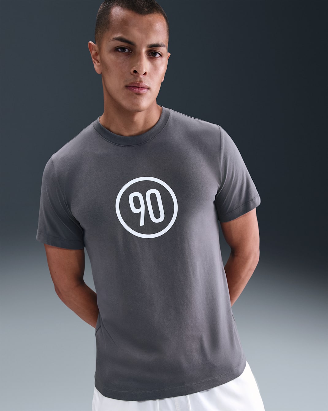 Playera de fútbol para hombre Nike Total 90 - Grafito claro/Blanco