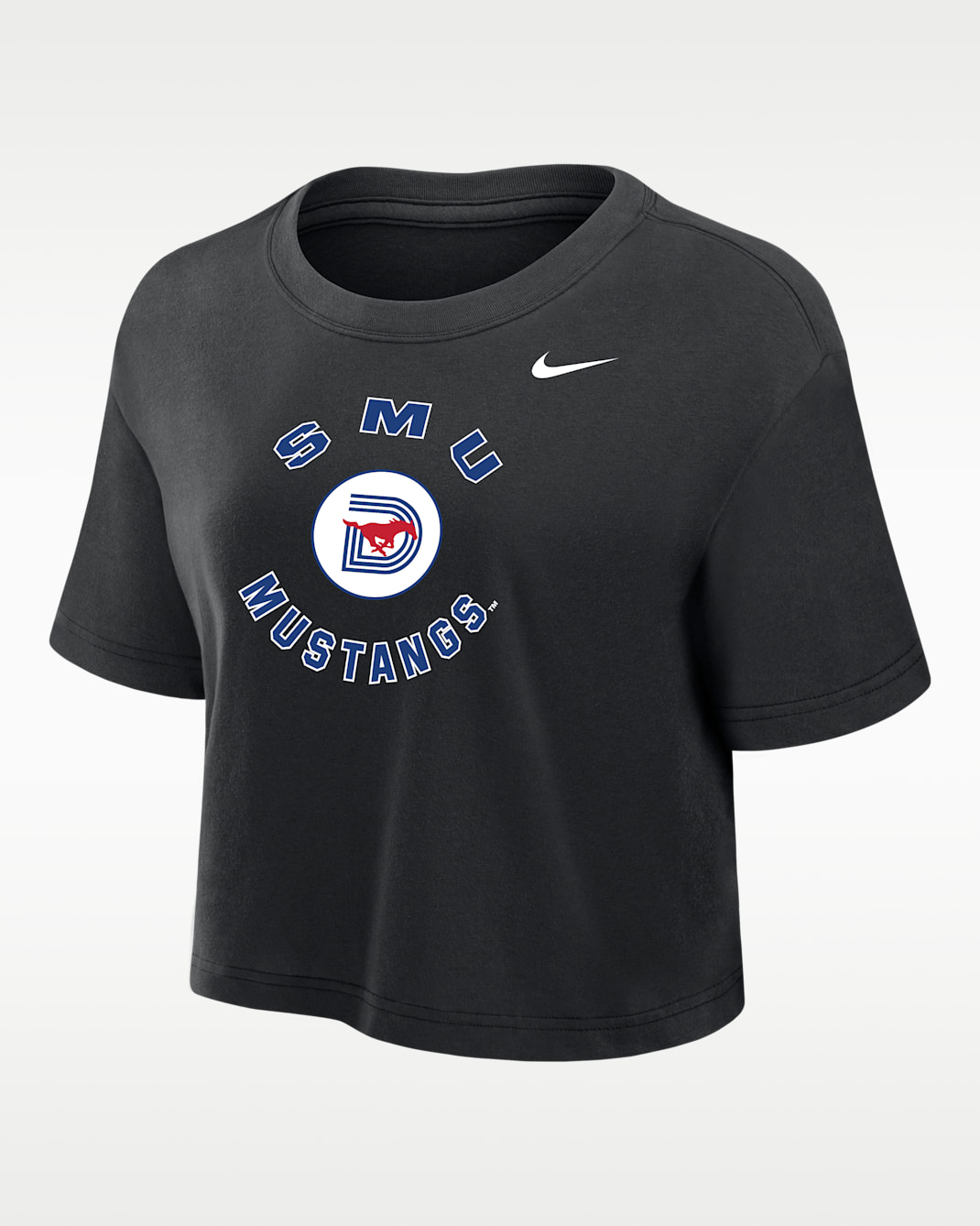 SMU Mustangs Women's Nike Dri-FIT Cropped T-Shirt - Black