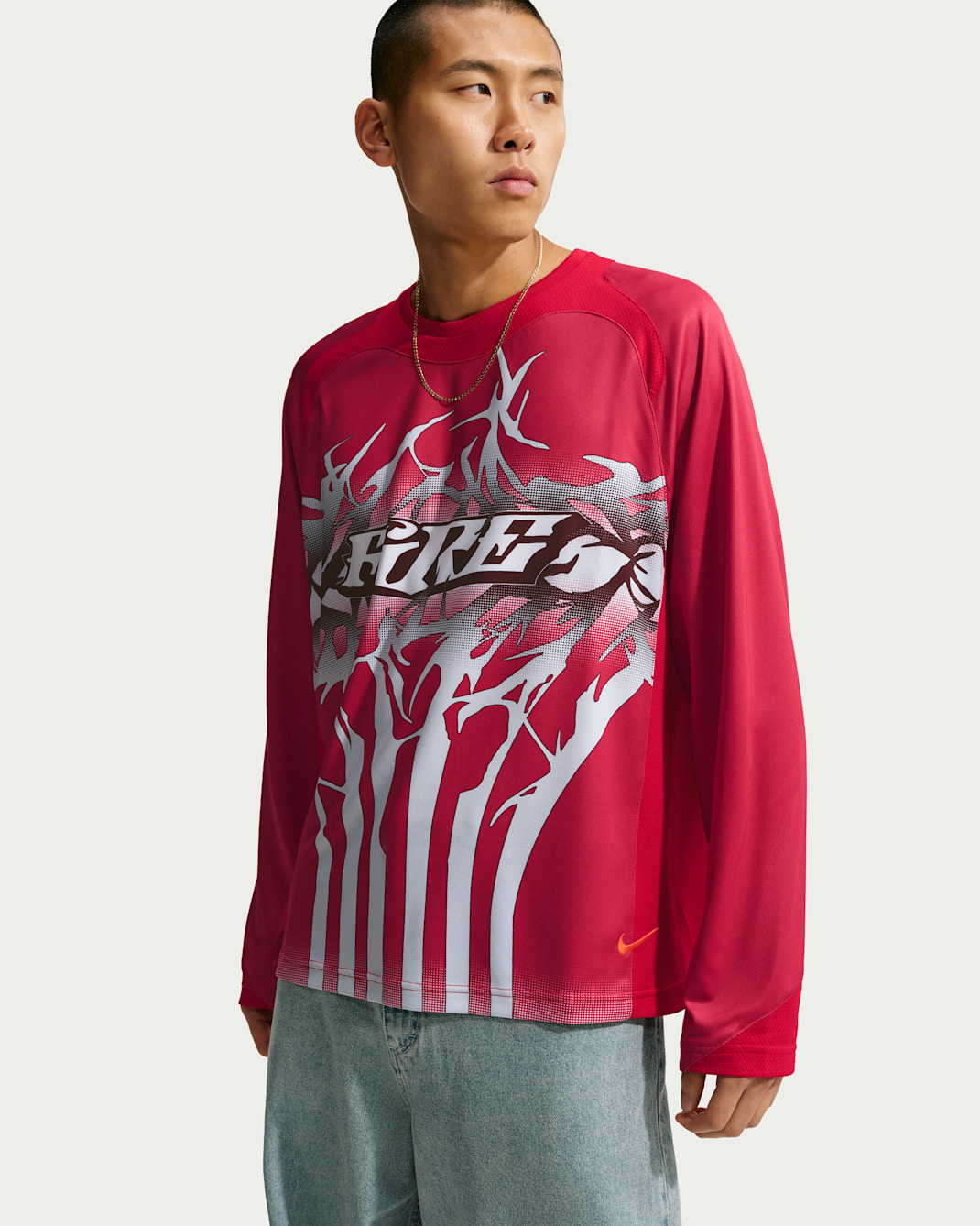 Jersey de manga larga para hombre Nike Sportswear - Rojo gimnasio/Blanco/Platino puro/Naranja seguridad