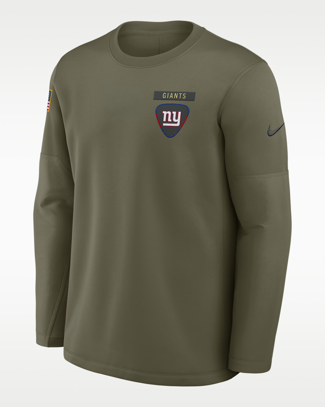 Sudadera de cuello redondo sin cierre Nike de la NFL para hombre New York Giants Salute to Service Sideline Triumphant Win Coach - Oliva medio