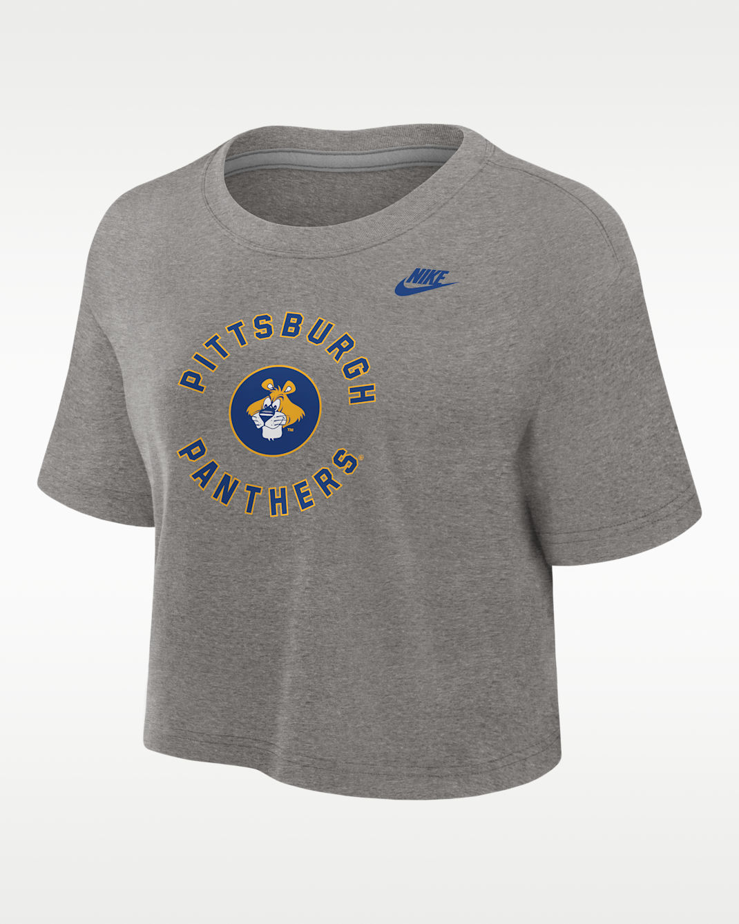 Pittsburgh Panthers Women's Nike Dri-FIT Cropped T-Shirt - Dark Grey Heather
