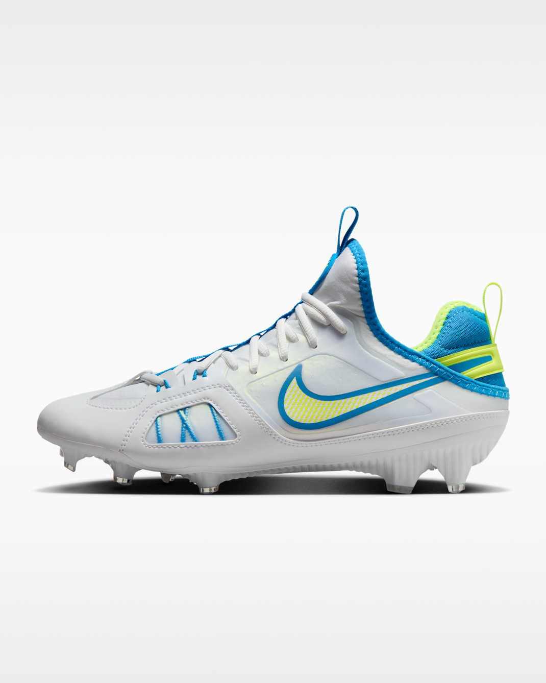 Nike Huarache 9 Varsity LAX SE Lacrosse Cleats - White/Volt/Vivid Blue