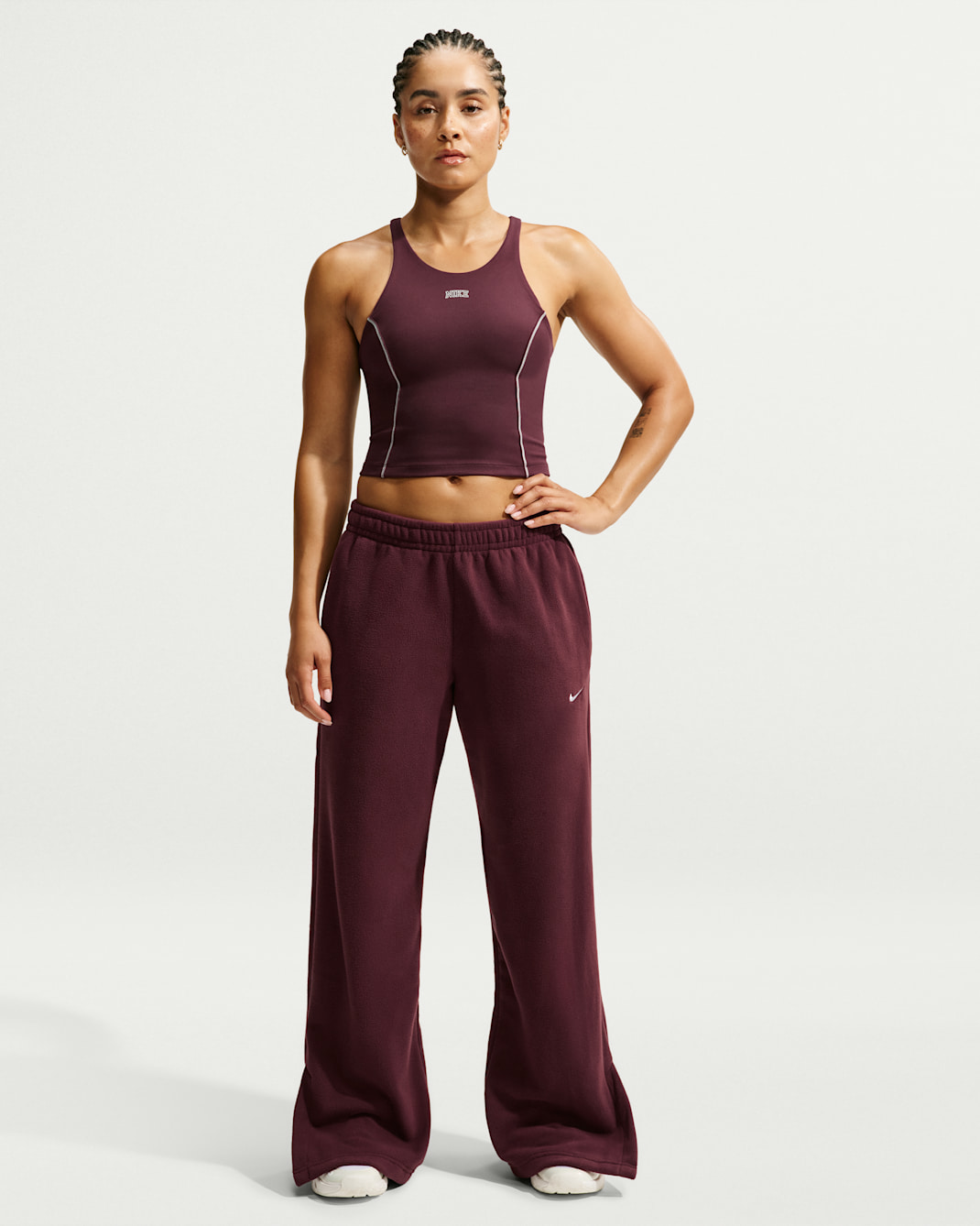 Nike One Women's Therma-FIT Mid-Rise Wide-Leg Pants - Mystic Dates/White