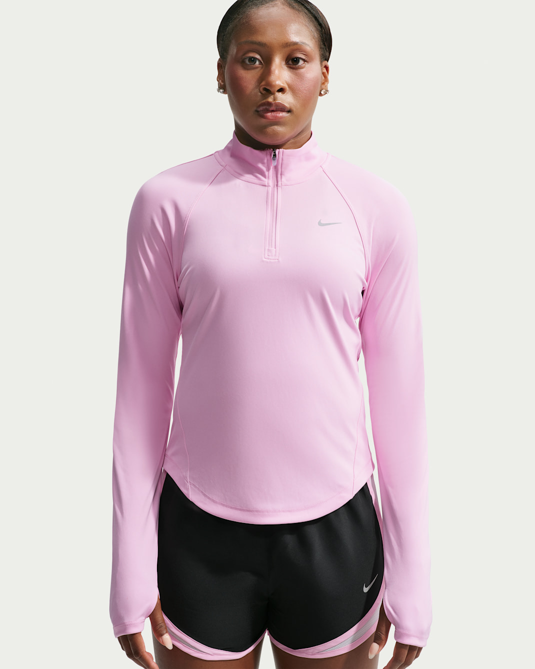 Damska koszulka do biegania z zamkiem 1/4 Dri-FIT Nike Tempo - Pink Rise