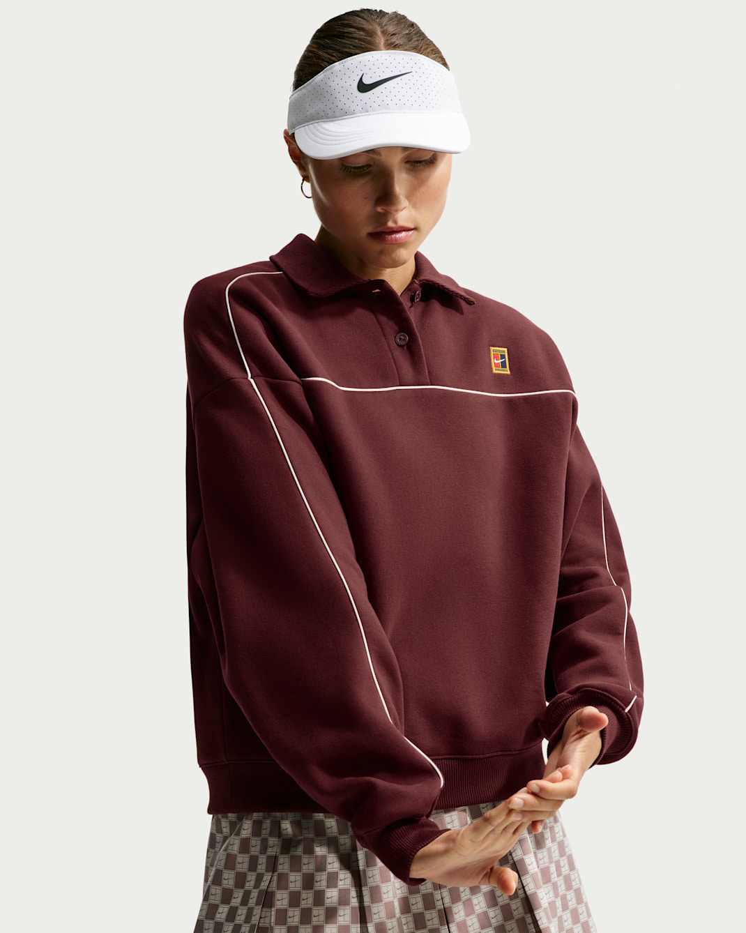 NikeCourt Court Collection Women's Long-Sleeve Fleece Tennis Top - Mystic Dates