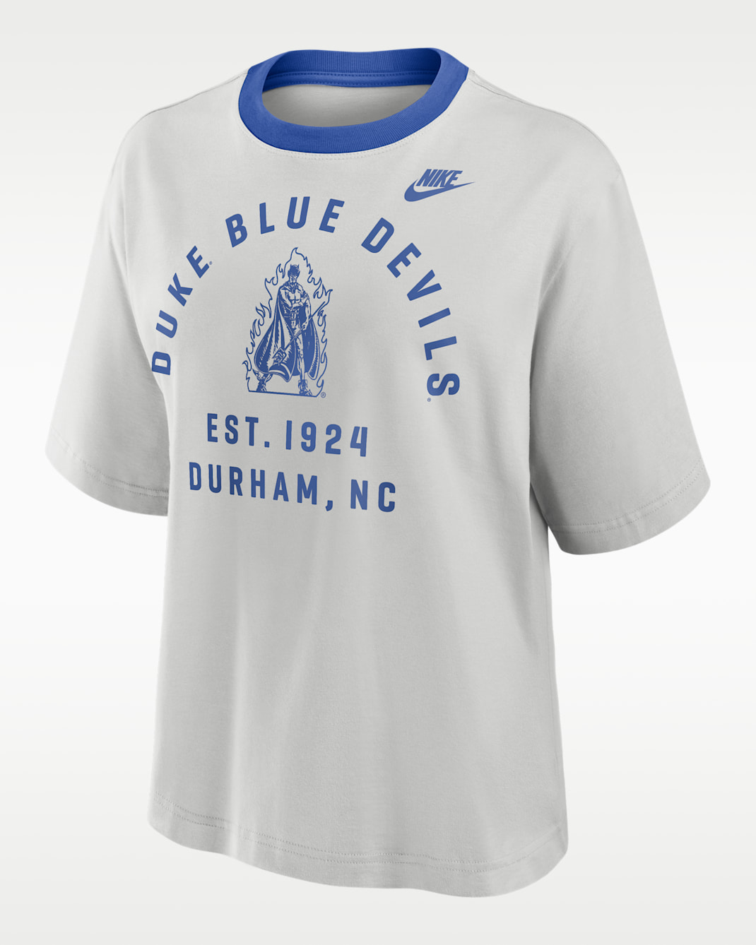 Duke Legacy Arch Script Boxy Women's Nike College T-Shirt - Photon Dust