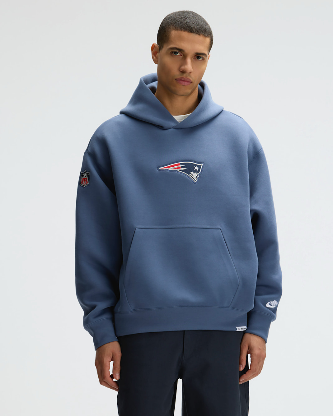 New England Patriots Rivalries Collection Oversized Tech Fleece Men's Nike NFL Pullover Hoodie - Blue