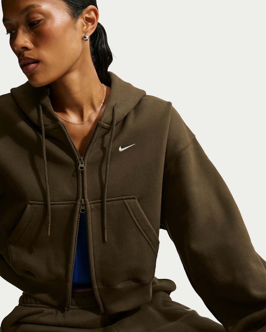 Nike Studio Fleece Medium Weight Women's Oversized Full-Zip Cropped Hoodie