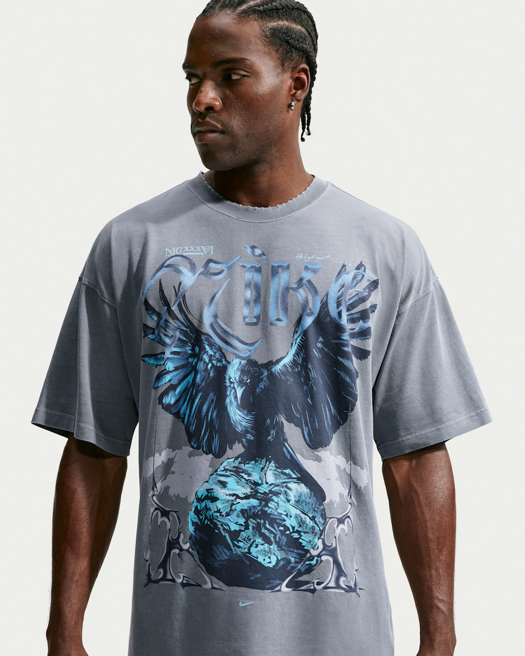 Oversized Nike-basketball-T-shirt til mænd - Cool Grey