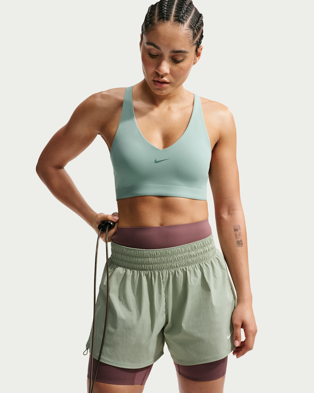 Brassière de sport rembourrée à maintien normal Nike Universa pour femme  - Steam/Dutch Green/Dutch Green
