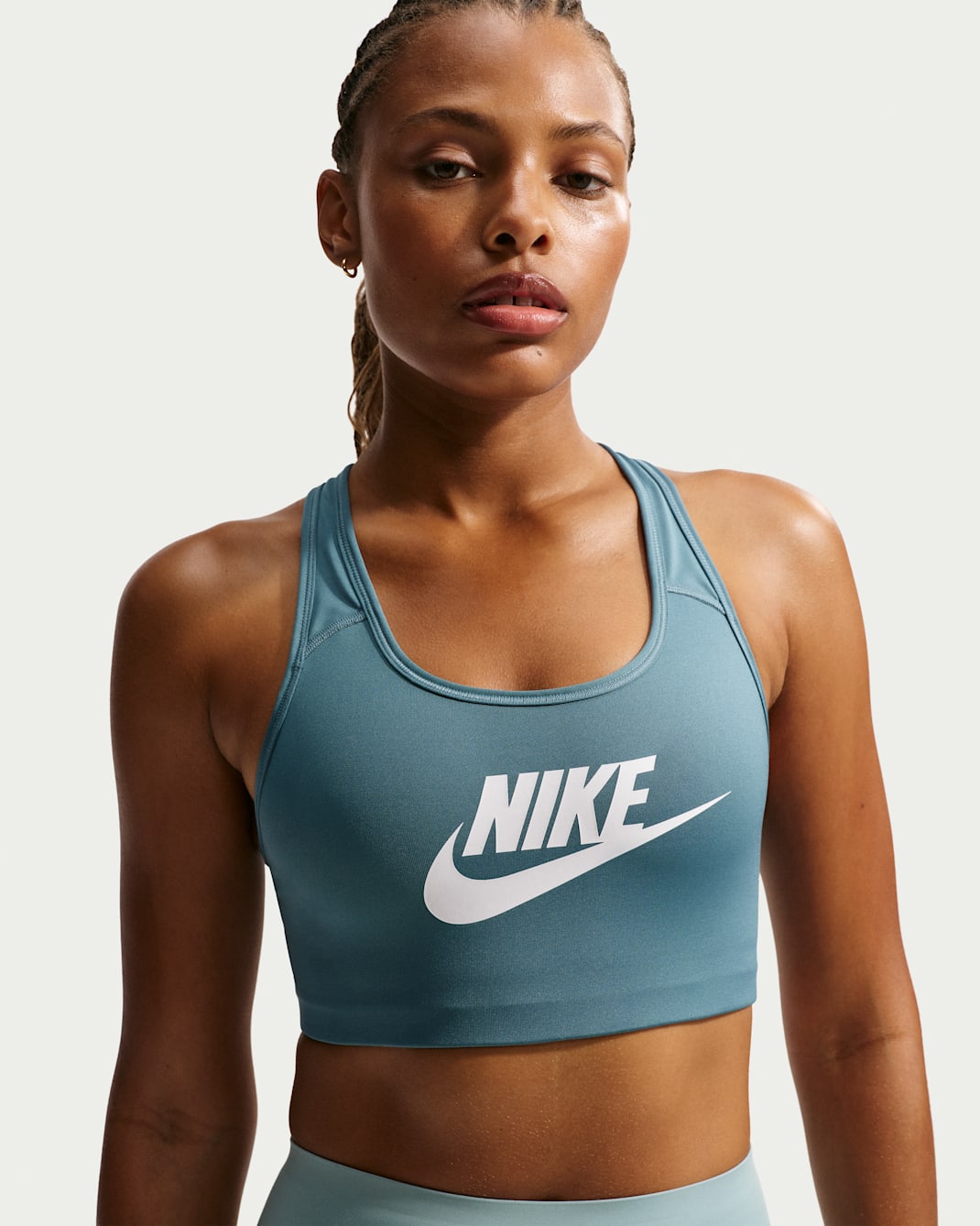 Nike Swoosh Women's Medium-Support Sports Bra - Smoky Blue/White