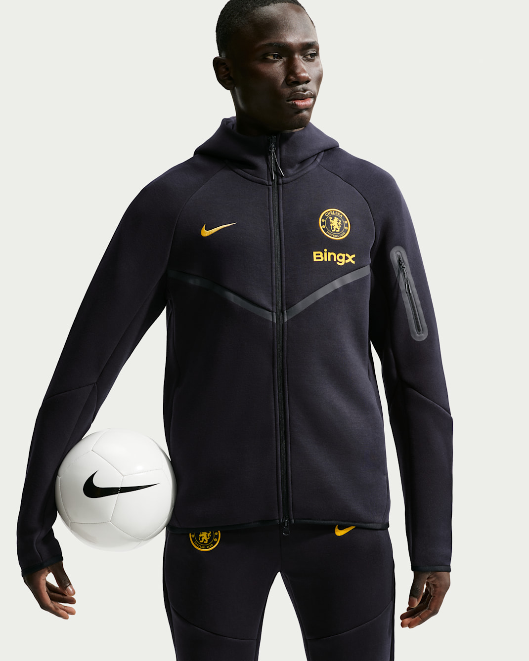 Chelsea FC Tech Fleece Windrunner Men's Nike Soccer Full-Zip Hoodie - Pitch Blue/Midwest Gold