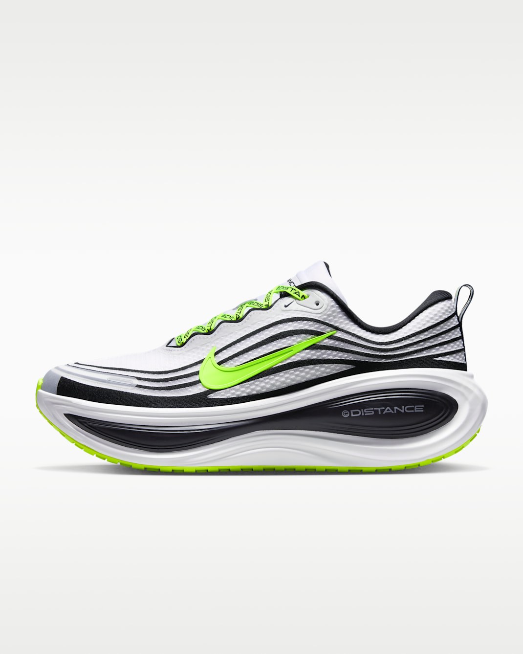 Nike Vomero Plus x Distance Men's Road Running Shoes - White/Black/Volt/Metallic Silver