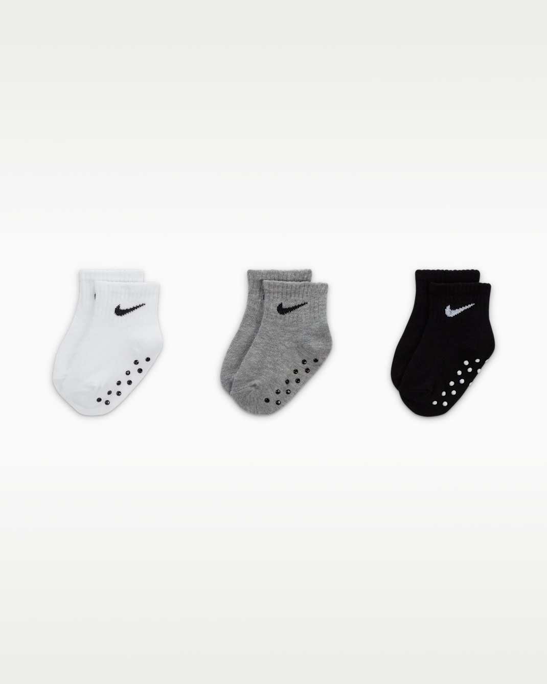 Nike Baby Swoosh Ankle Gripper Socks (3-Pairs) - Dark Grey Heather