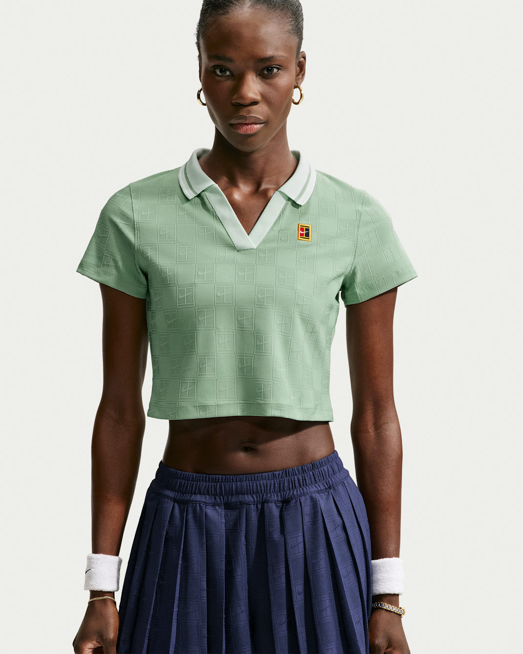 NikeCourt Court Collection Women's Dri-FIT Cropped Tennis Polo - Steam/Barely Green