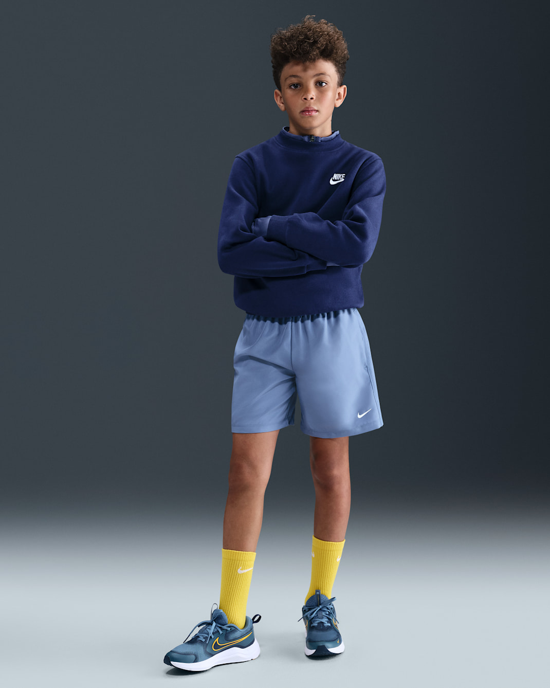 Shorts Dri-FIT de tejido Woven para niño talla grande Nike Multi - Índigo mundial/Blanco