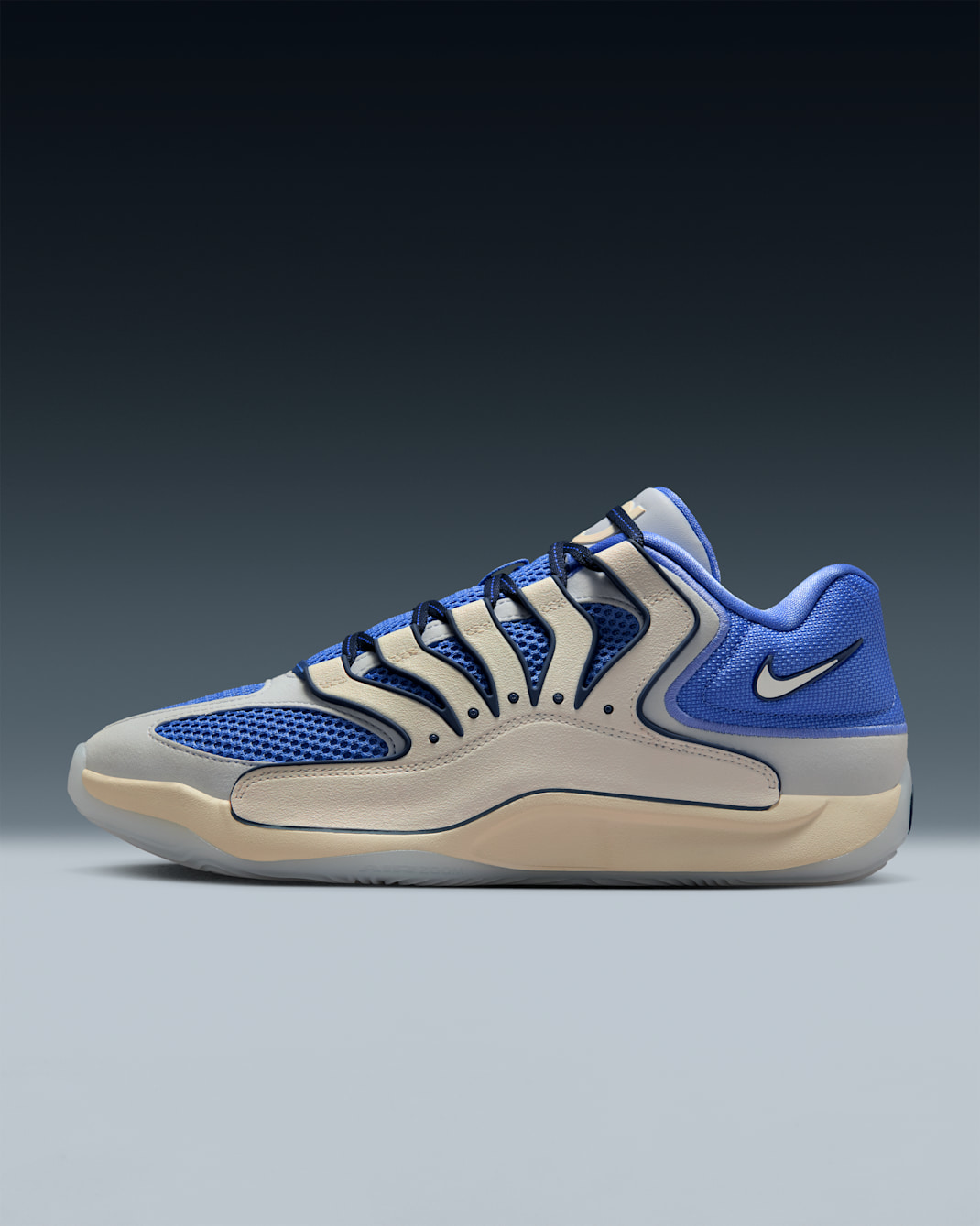 Tenis de básquetbol KD18 "Foundation" - Royal pulso/Gris fútbol/Leche de coco/Vela