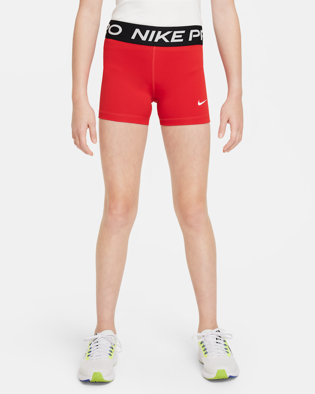 Shorts para niña Nike Pro - Rojo universitario/Blanco