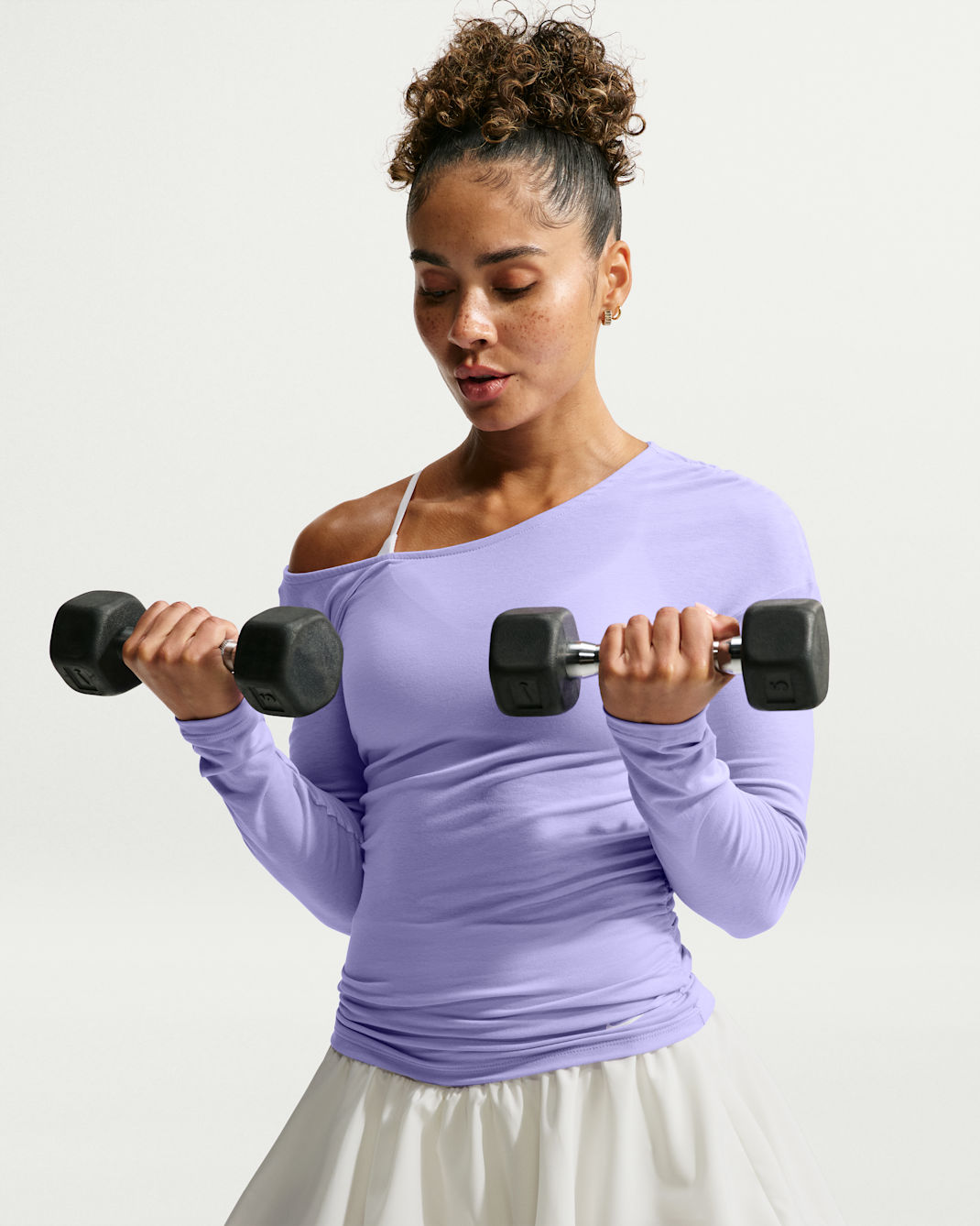 Nike One Relaxed Women's Dri-FIT Long-Sleeve Top - Purple Pulse/White