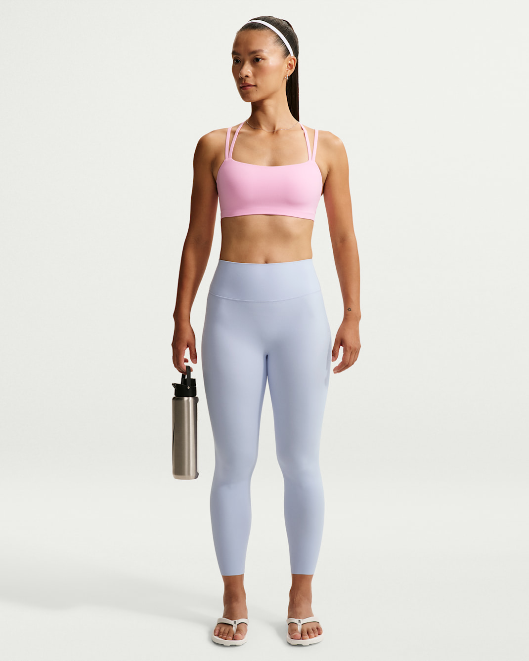 Nike Zenvy Women's High-Waisted 7/8 Leggings with No Front Seam - Hydrogen Blue/Cool Grey
