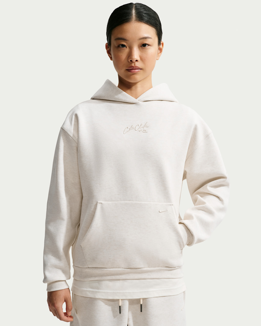 Caitlin Standard Issue Women's Dri-FIT Pullover Basketball Hoodie - Pale Ivory/Heather/Pale Ivory