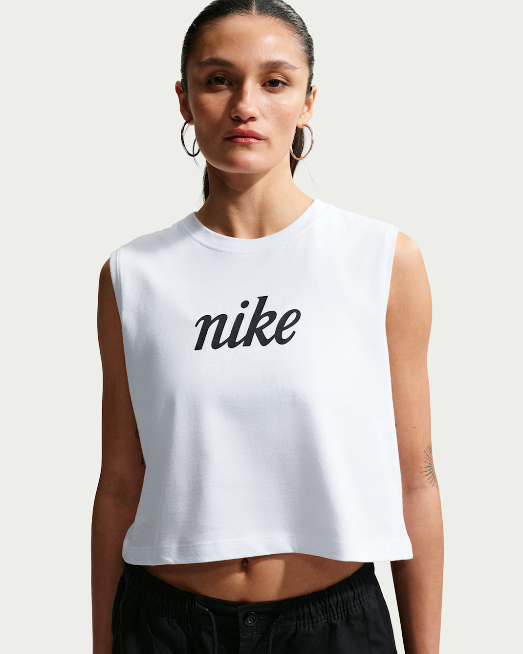 Nike Sportswear Club Women's Loose Cropped Tank Top - White/Black