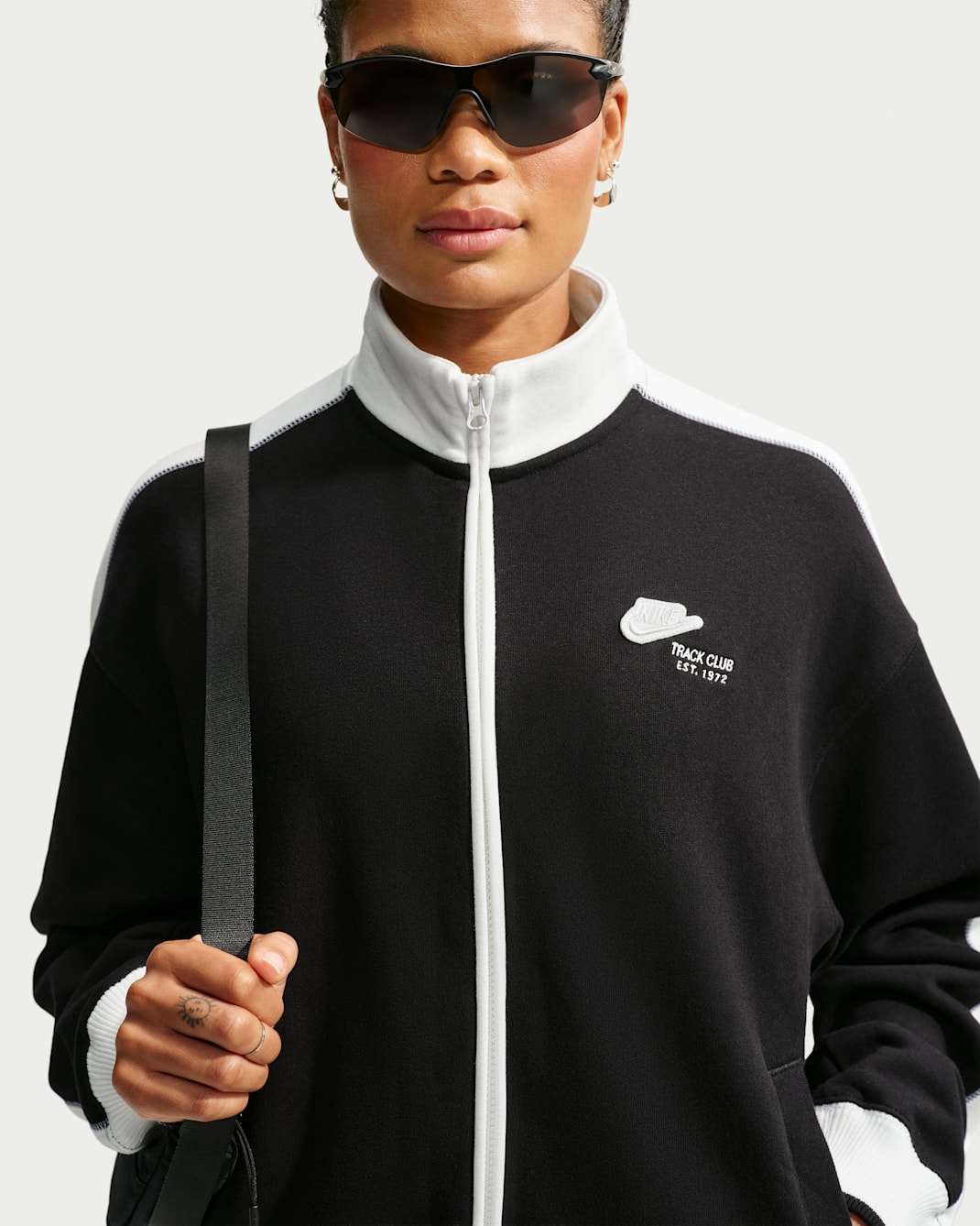 Nike Studio Fleece Medium Weight Women's Track Jacket - Total Black/Sail/Total Black
