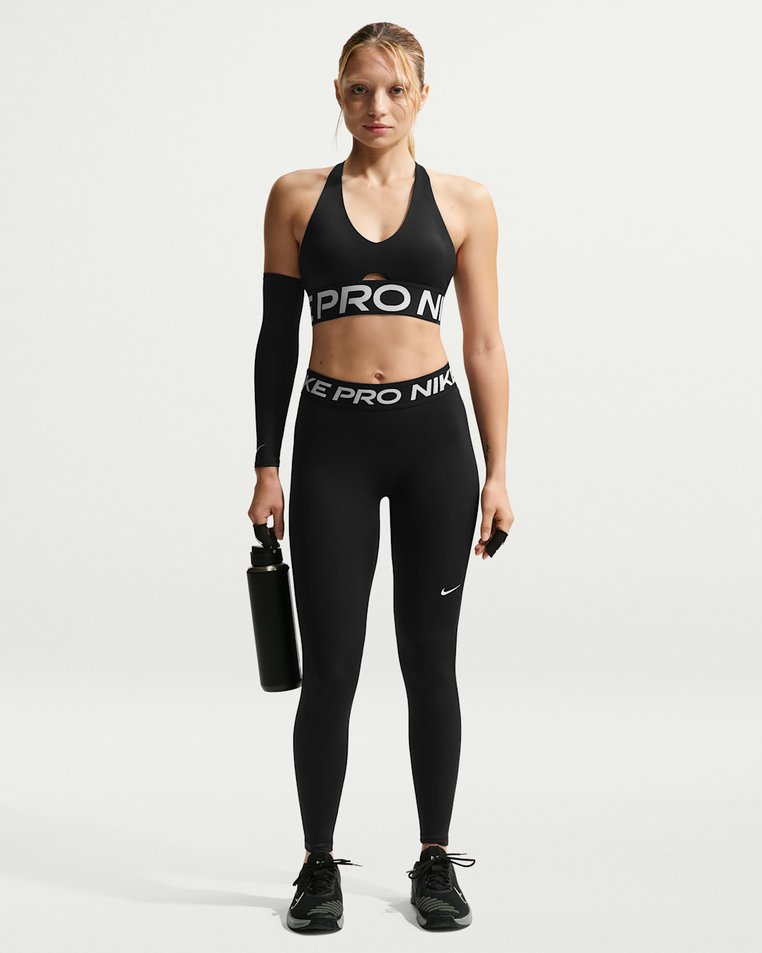 Nike Pro Women's Mid-Rise Full-Length Leggings - Black/Black/White
