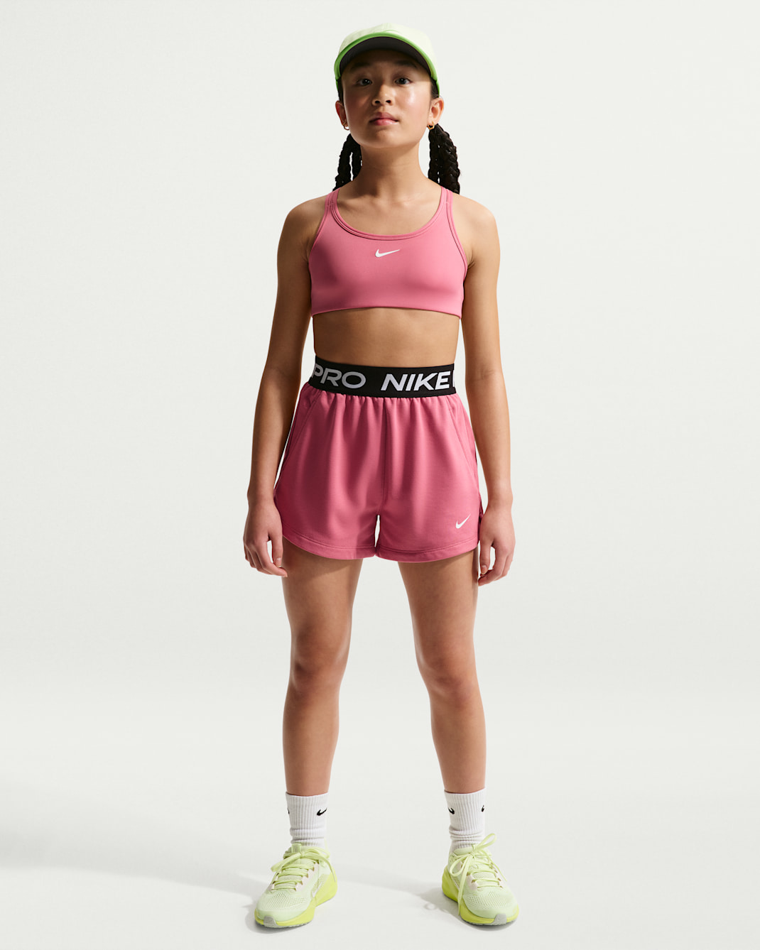 Shorts Dri-FIT Nike Pro Fleece – Ragazza - Peony/Peony/Nero/Bianco