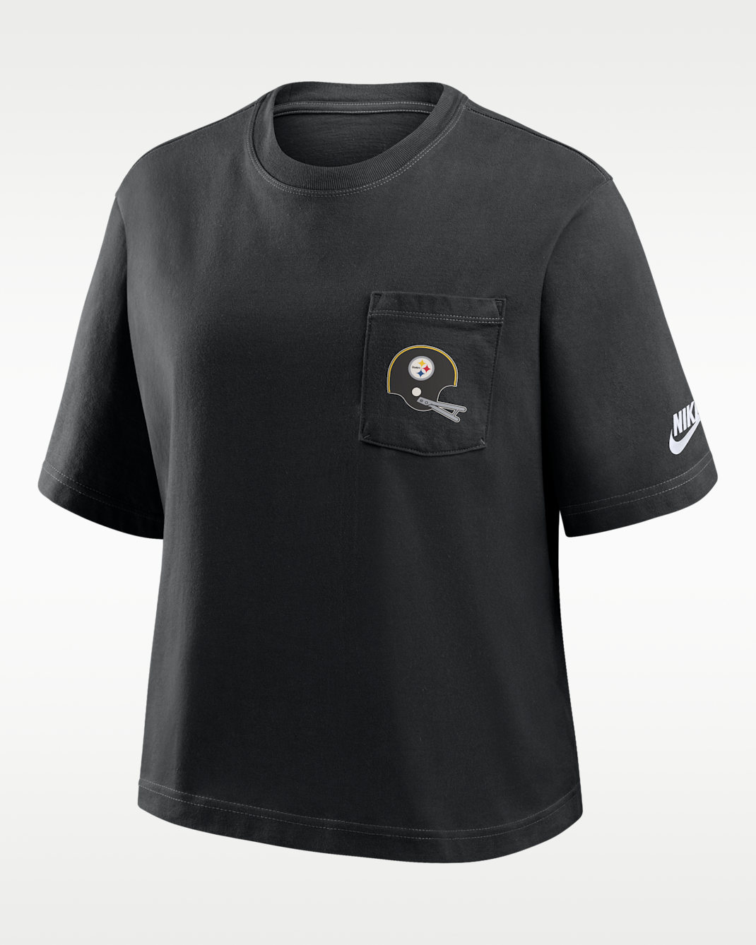 Pittsburgh Steelers Rewind Pocket Boxy Women's Nike NFL T-Shirt - Black
