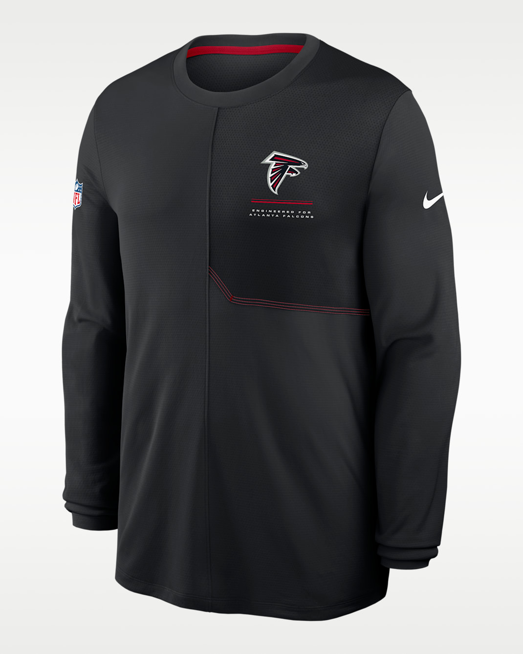 Atlanta Falcons Sideline Coach Men's Nike Dri-FIT NFL Long-Sleeve Top - Black/Gym Red