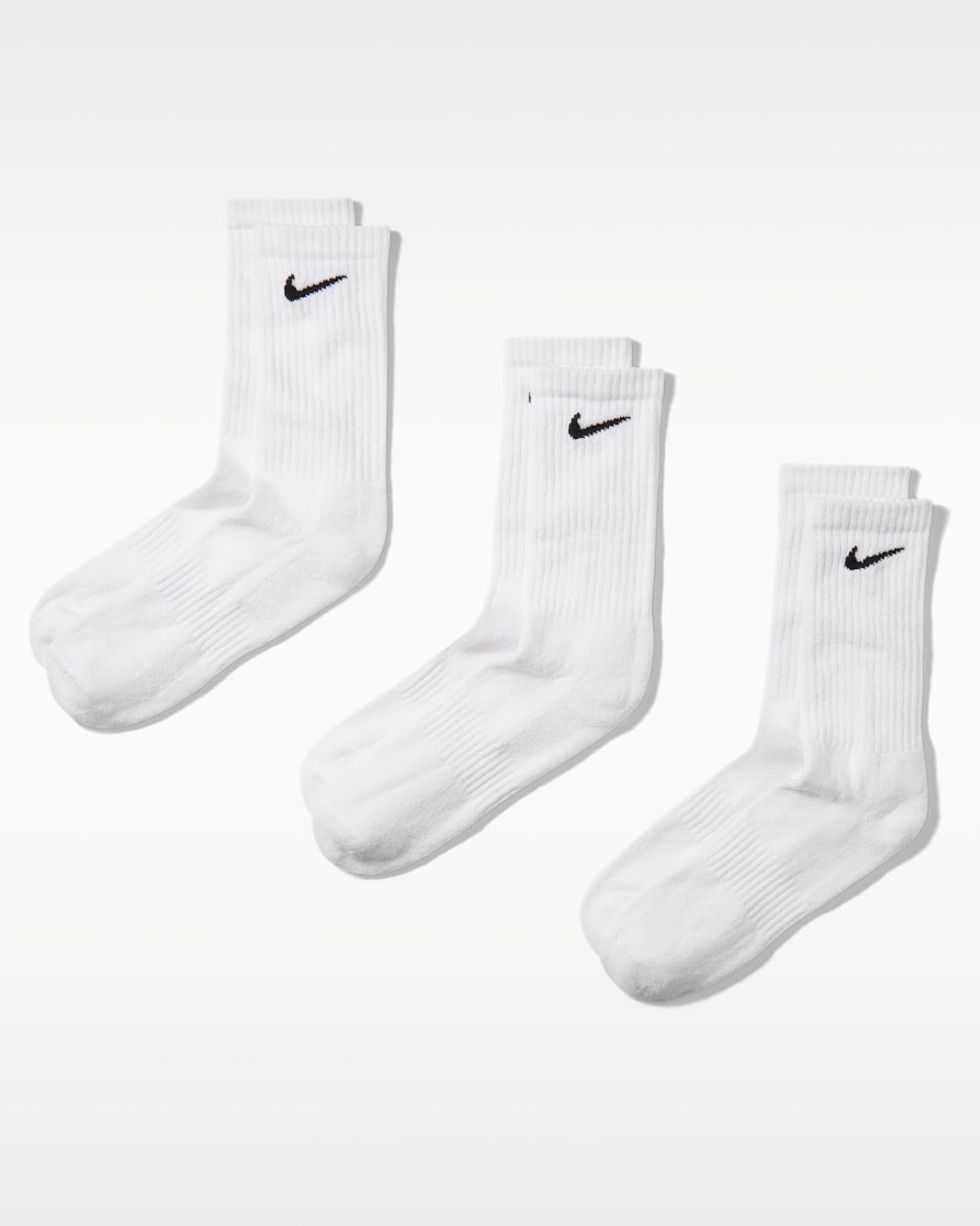 Nike Everyday Cushioned Crew-Trainingssocken (3 Paar) - Weiß/Schwarz