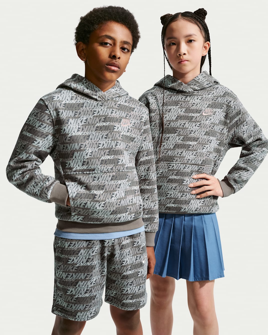Nike Sportswear Club Fleece Big Kids' Pullover Hoodie - Cave Stone/Cave Stone/Moon Particle