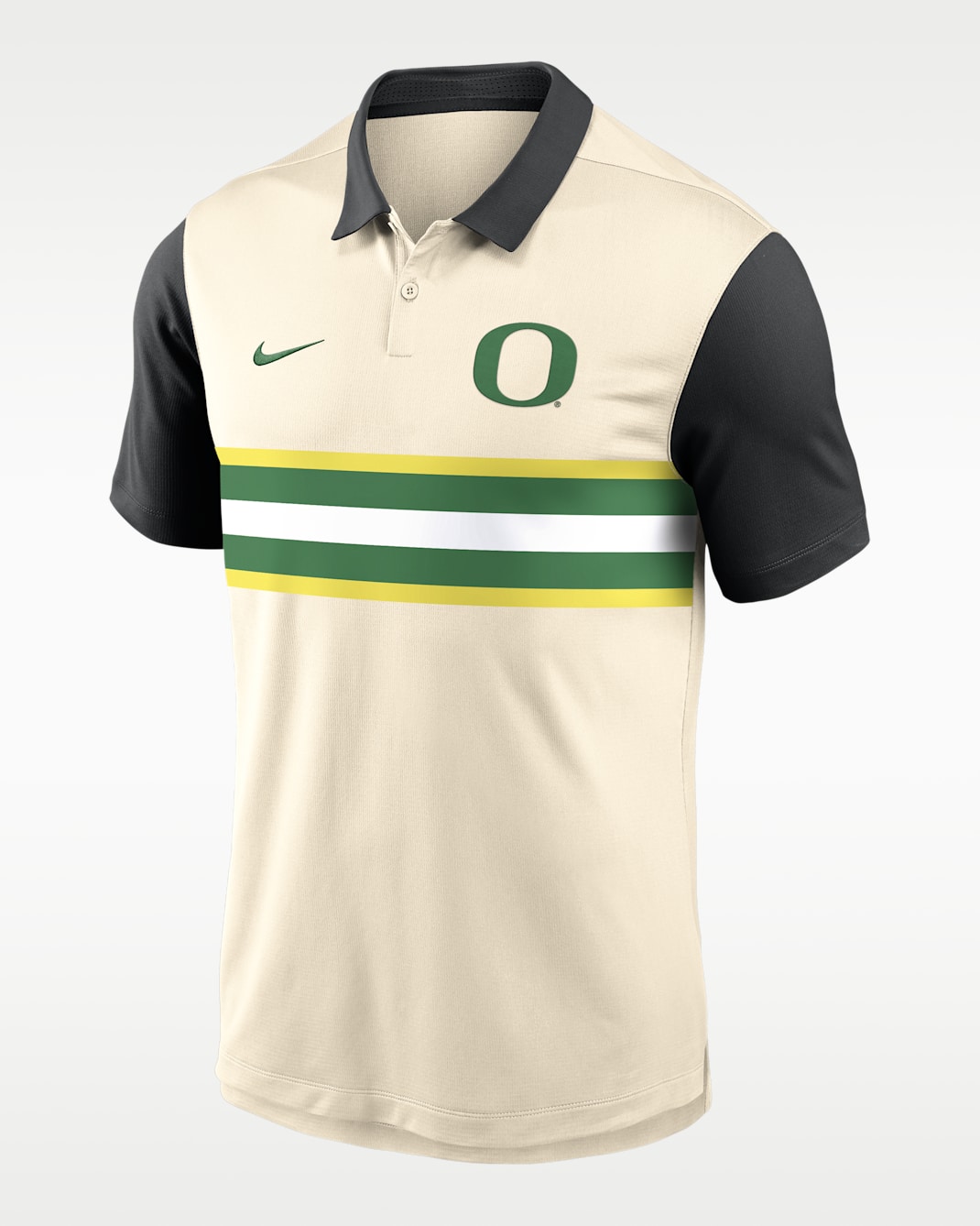 Polo universitario Nike Dri-FIT para hombre Oregon Vapor Primary Logo - Natural