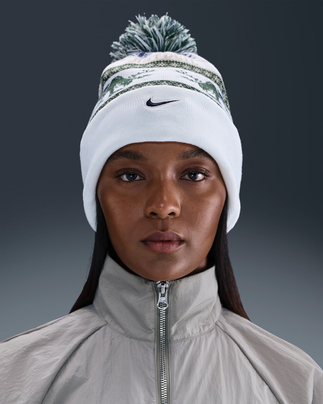 Nike Peak Winter Wonderland Beanie - Sail/Fir/Midnight Navy/Midnight Navy