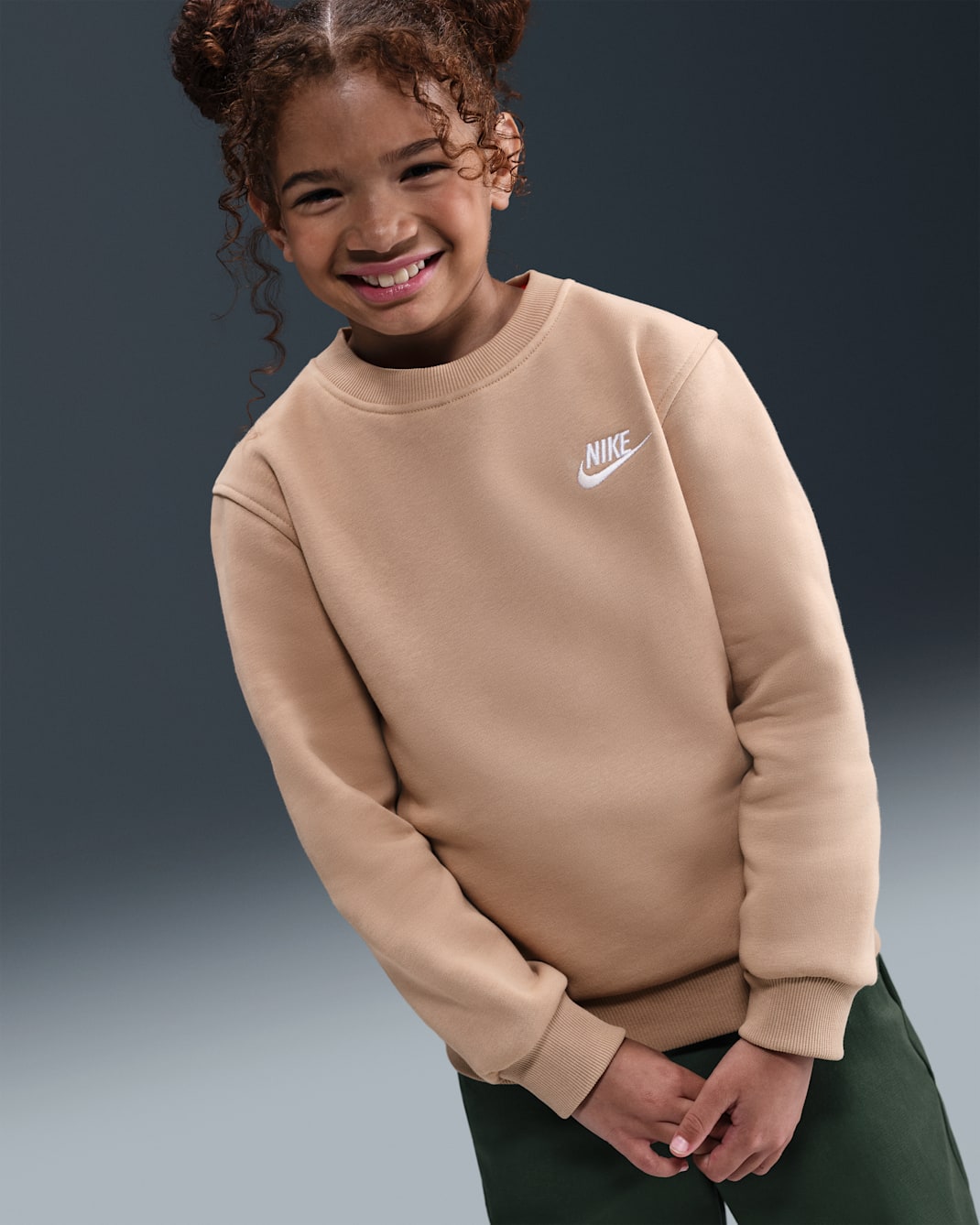 Sudadera para niños talla grande Nike Sportswear Club Fleece - Cáñamo/Blanco