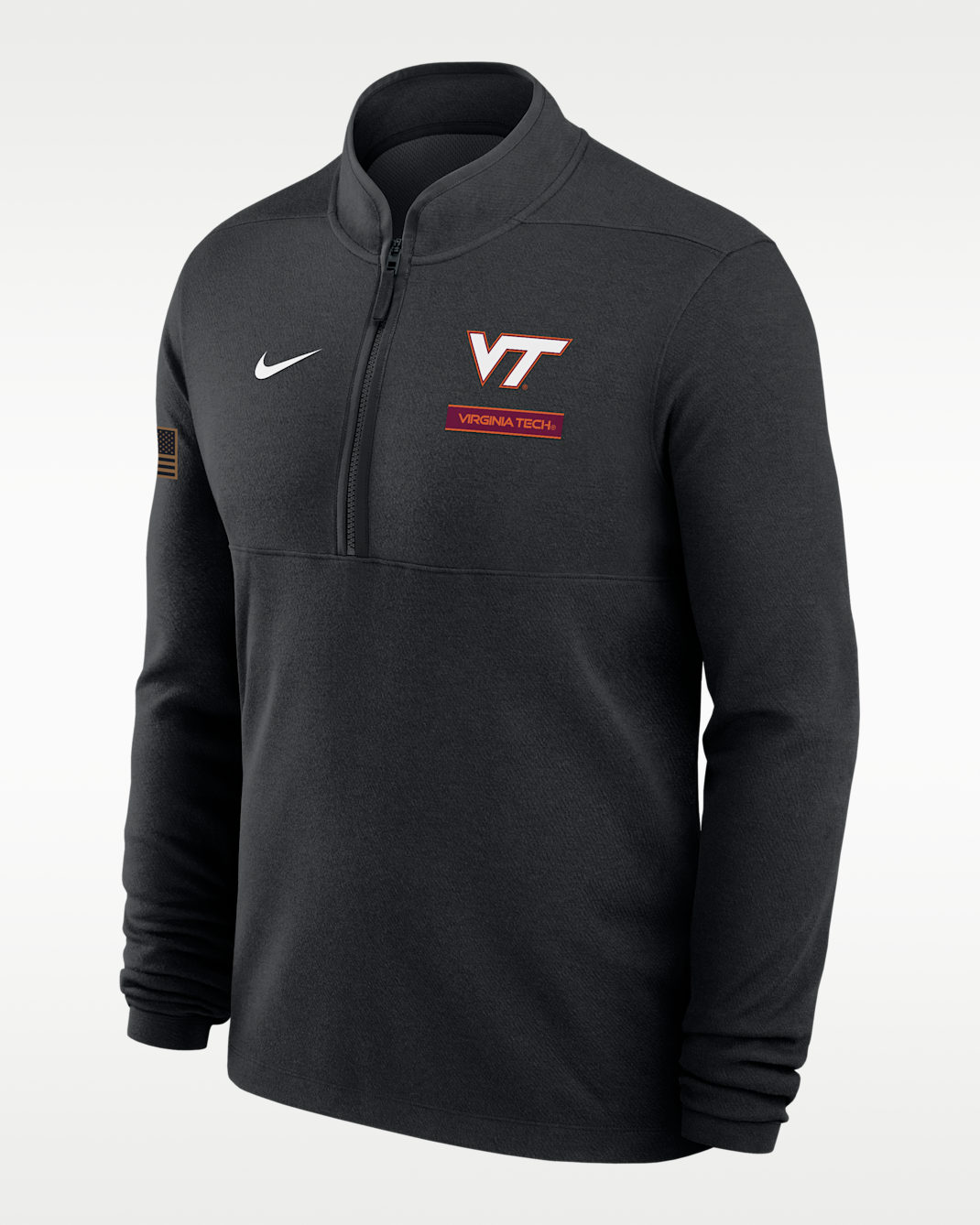 Virginia Tech 2026 Military Appreciation Stride Men's Nike Dri-FIT College 1/2-Zip Long-Sleeve Top - Black