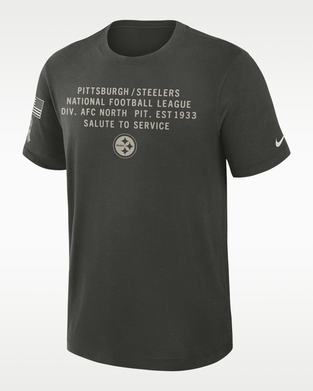 Playera Nike Dri-FIT de la NFL para hombre Pittsburgh Steelers Salute to Service Slub - Verde bosque